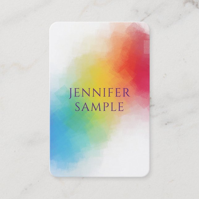 Personalised Professional Modern Elegant Rainbow Business Card (Front)