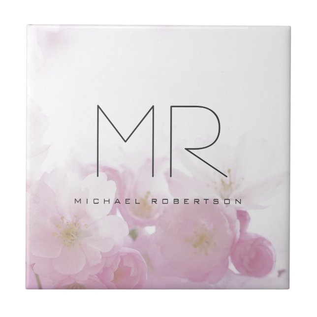 Personalised Professional Monogram Minimal Floral Tile (Front)