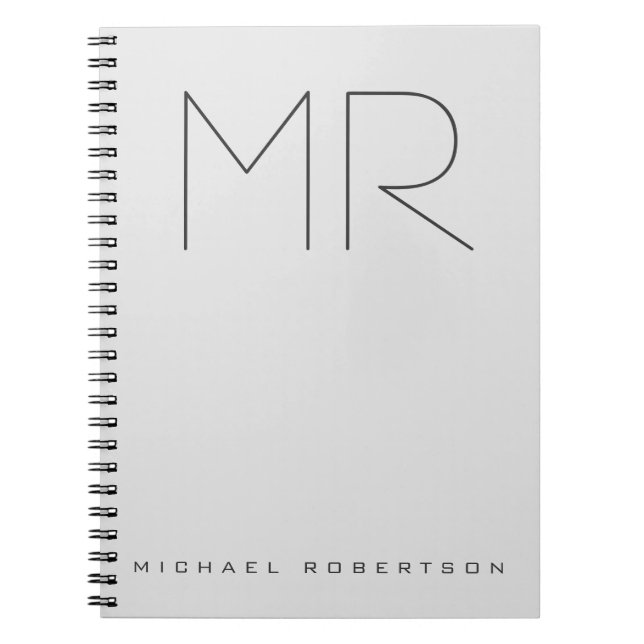 Personalised Professional Monogram Minimalist Grey Notebook (Front)