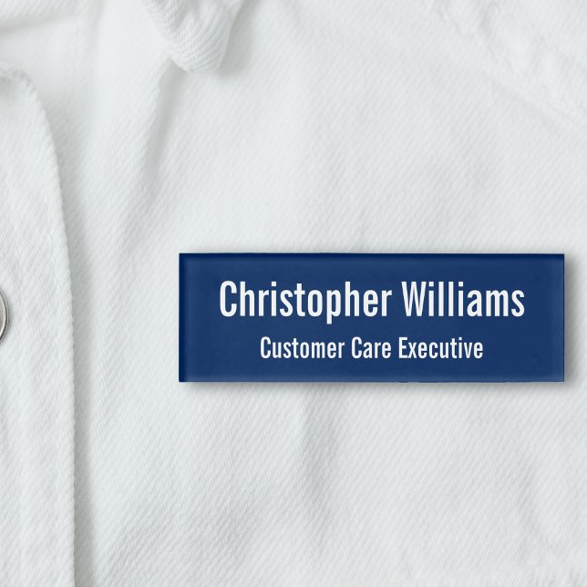 Personalised Professional Plain Blue Magnetic ID Name Tag (Personalized Professional Plain Blue Magnetic ID Name Tag)