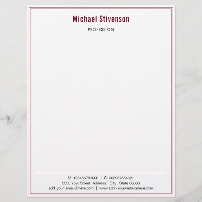 Personalised Professional Your Business Letterhead (Front)