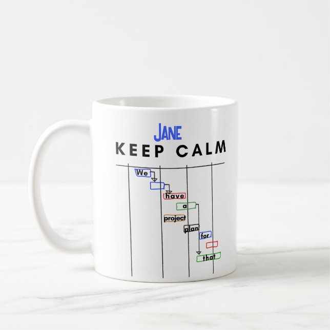 Personalised Project Manager Gantt Keep Calm Coffee Mug (Left)