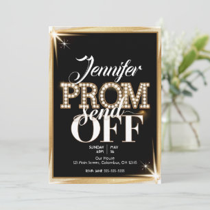 Personalised PROM SEND-OFF Elegant Black and Gold Invitation