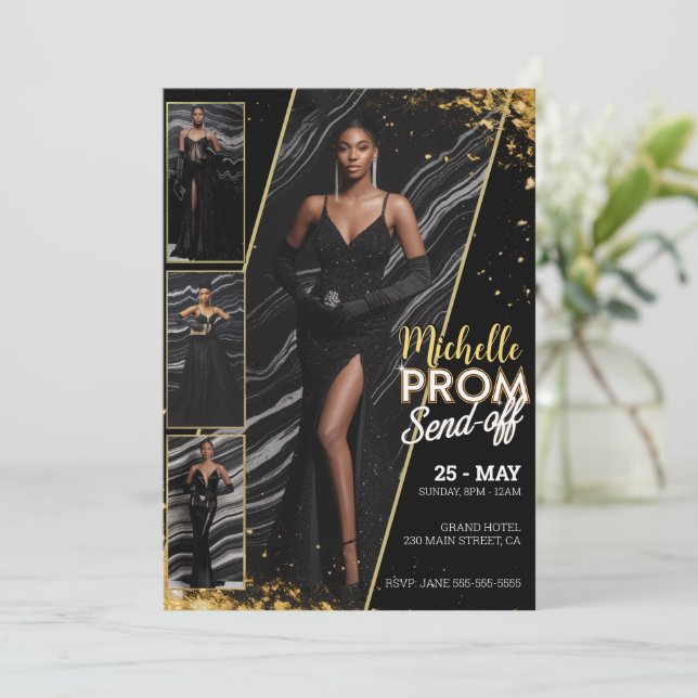 Personalised PROM SEND-OFF Photo Glamourous Fashio Invitation (Standing Front)