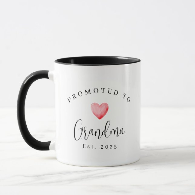Personalised Promoted To Grandma 2025 Script  Mug (Left)