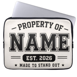 Personalised Property Of Name – Varsity Style Cust Laptop Sleeve