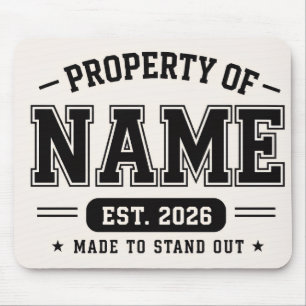 Personalised Property Of Name – Varsity Style Cust Mouse Mat