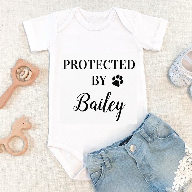 Personalised Protected By Dog Baby Bodysuit (Creator Uploaded)
