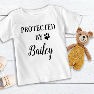 Personalised Protected By Dog Baby T-Shirt