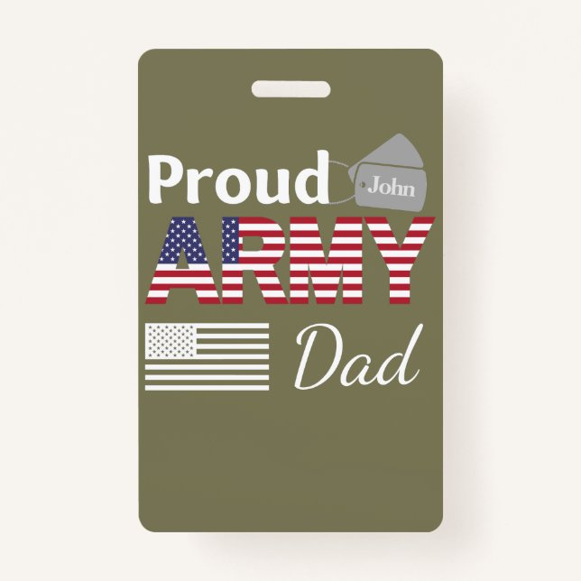 Personalised Proud Army Family Dad ID Badge (Front)