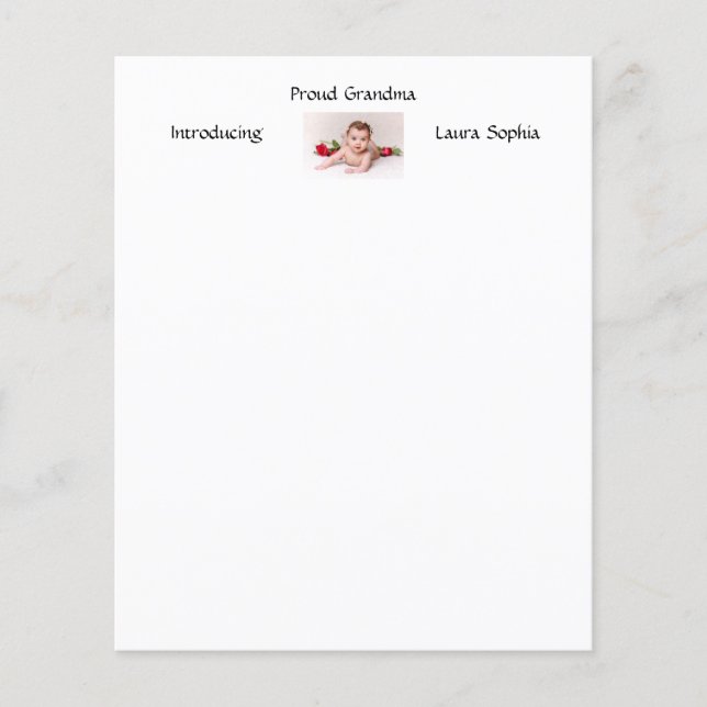 Personalised Proud Grandma New Baby Newborn Photo (Front)