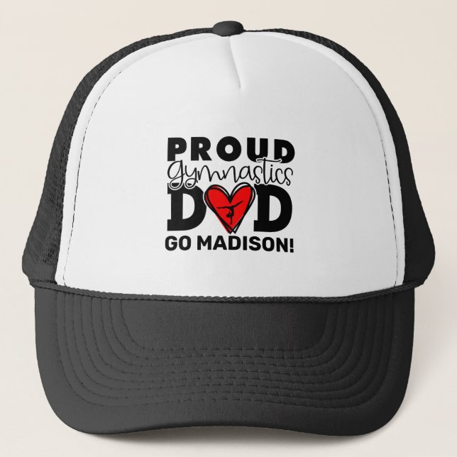 Personalised Proud Gymnastics Dad Trucker Hat (Front)