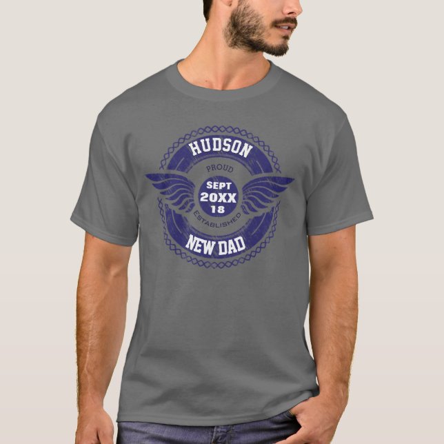 Personalised Proud New Dad Established T-Shirt (Front)