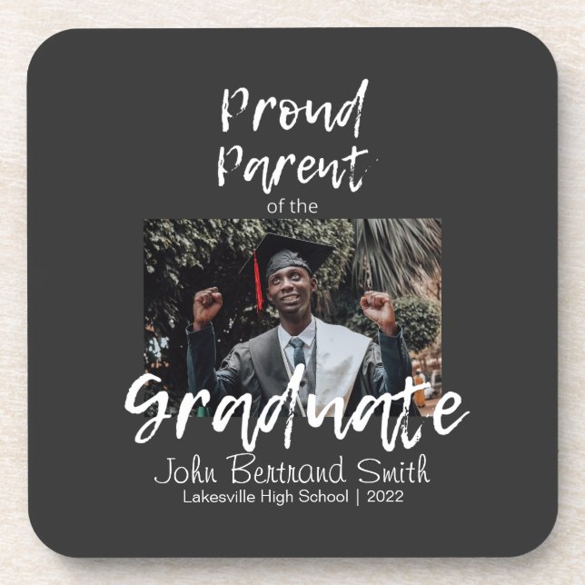Personalised Proud Parent of Graduate Student Coaster (Front)