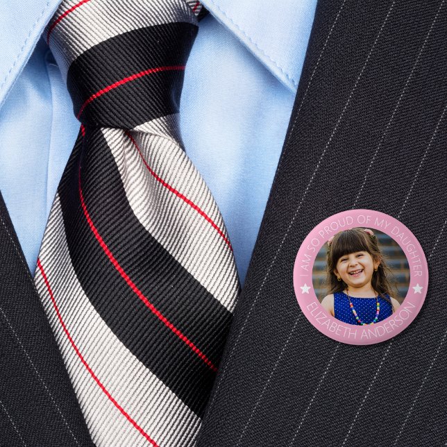 Personalised Proud Parent Photo 6 Cm Round Badge (Personalized Proud Parent Photo Button)