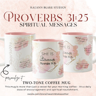 Personalised Proverbs 31:25 Spiritual Messages Two-Tone Coffee Mug