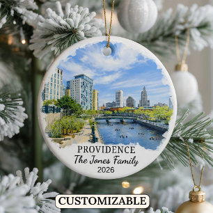 Personalised Providence Ornament, Rhode Island Ceramic Tree Decoration