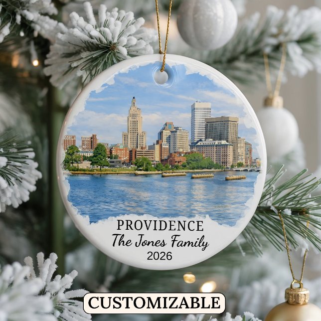 Personalised Providence Ornament, Rhode Island Ceramic Tree Decoration (Creator Uploaded)