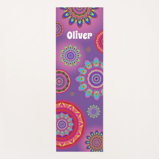 Personalised psychedelic hippy mandala yoga mat (Front)