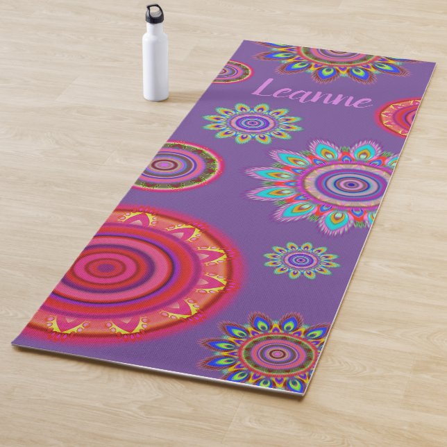 Personalised psychedelic hippy mandala yoga mat (In Situ)