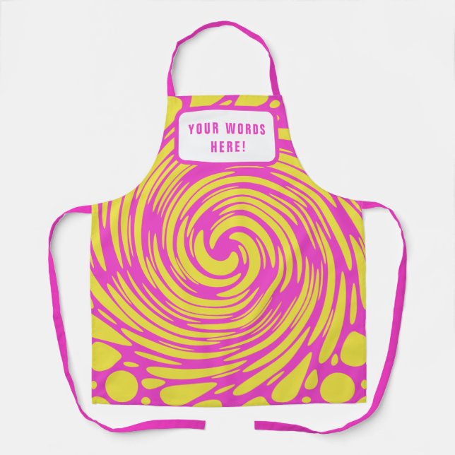 Personalised Psychedelic Pink and Yellow Apron (Front)