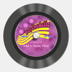 Personalised Psychedelic Vinyl Record Classic Round Sticker