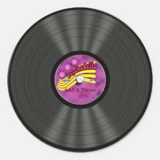 Personalised Psychedelic Vinyl Record Classic Round Sticker