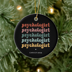Personalised Psychologist Retro Psychology Ceramic Tree Decoration