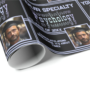Personalised Psychology Name Graduation Year Photo Wrapping Paper