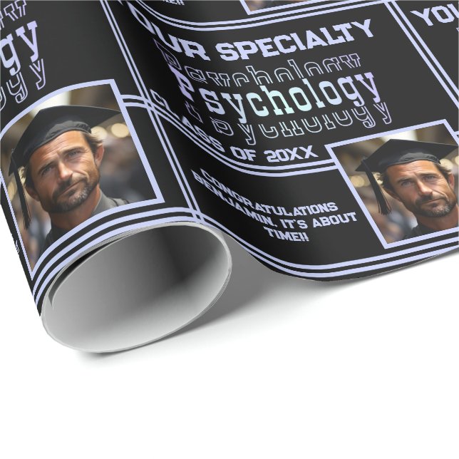 Personalised Psychology Name Graduation Year Photo Wrapping Paper (Roll Corner)
