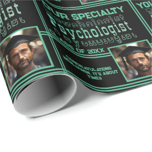 Personalised Psychology Name Graduation Year Photo Wrapping Paper