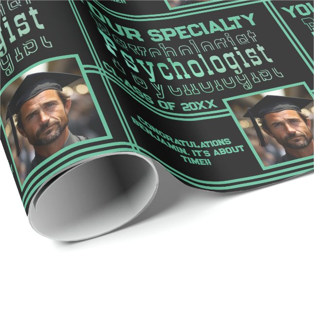 Personalised Psychology Name Graduation Year Photo Wrapping Paper (Roll Corner)