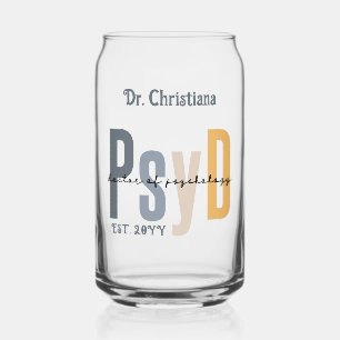 Personalised PsyD Doctor of Psychology Graduation Can Glass