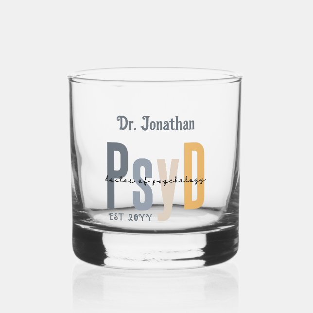 Personalised PsyD Doctor of Psychology Graduation Whiskey Glass (Front)
