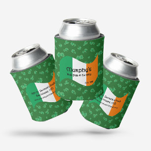 Personalised Pub & Eatery Irish Flag Shamrocks Can Cooler