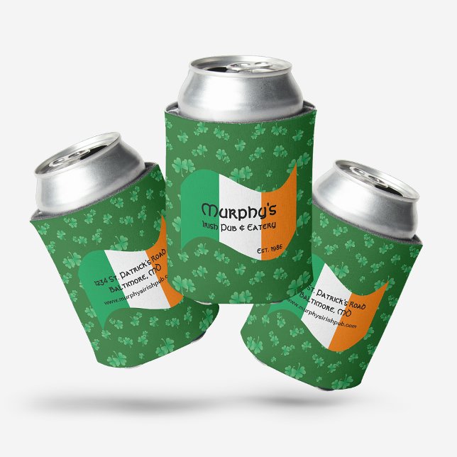 Personalised Pub & Eatery Irish Flag Shamrocks Can Cooler (Personalized Pub & Eatery Irish Flag Shamrocks Can Cooler)
