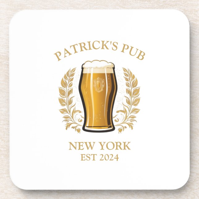 Personalised Pub Sign Beer Glass with Custom Name Coaster (Front)