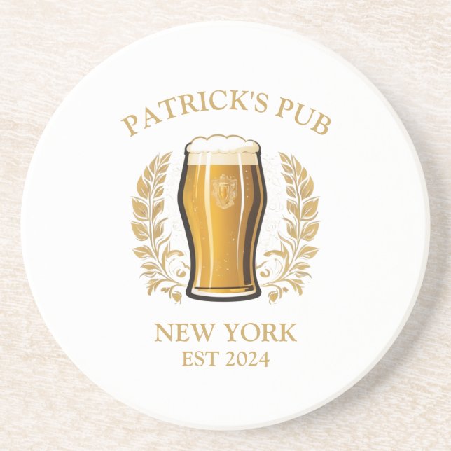 Personalised Pub Sign Beer Glass with Custom Name Coaster (Front)