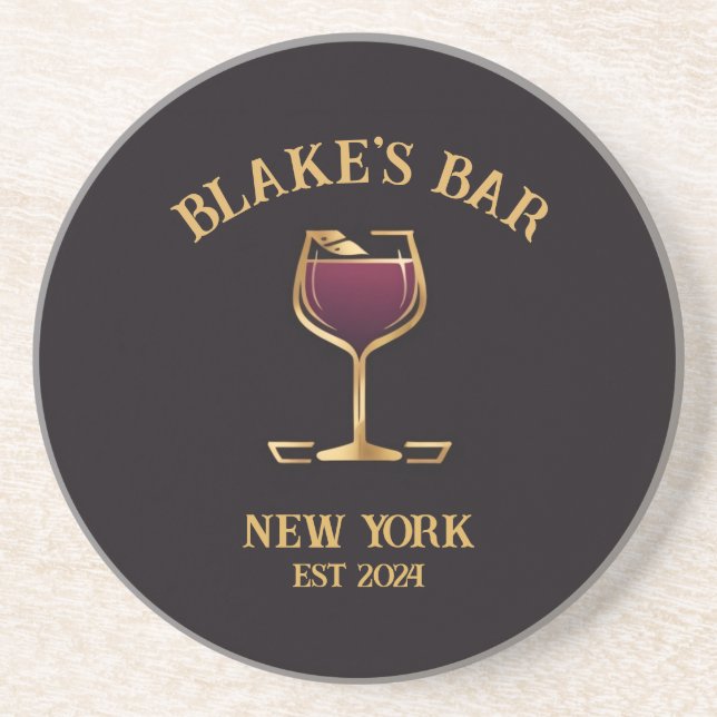 Personalised Pub Sign Home Bar Decor Custom Name Coaster (Front)