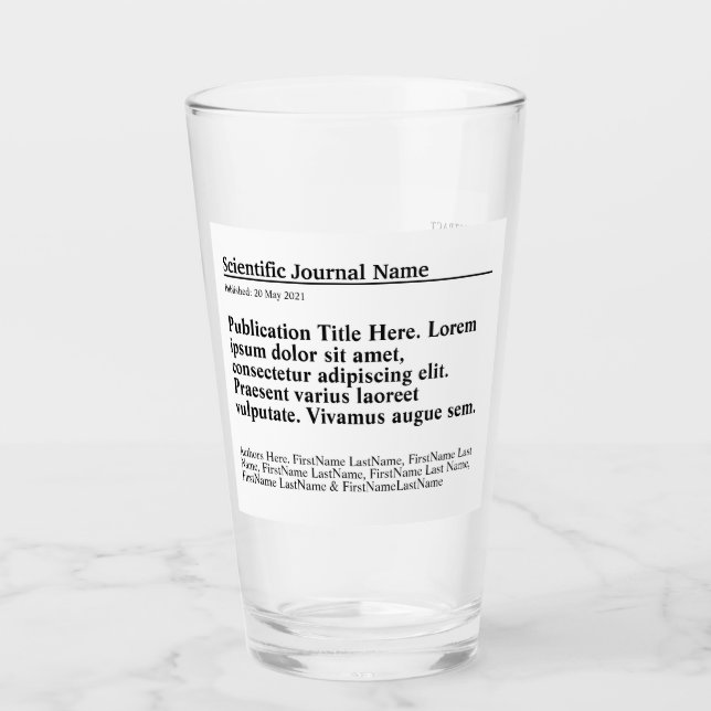 Personalised Publication Glass - White Background (Front)