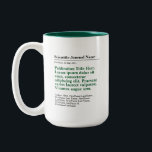 Personalised Publication Two-Tone 15oz Mug - Green<br><div class="desc">A personalised gift to celebrate your published paper! The perfect gift for co-authors,  colleagues,  and academics who published a scientific paper. Customise with the scientific journal,  publication title,  authors and abstract.</div>