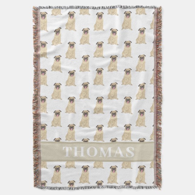 Personalised Pug Baby Blanket (Front Vertical)