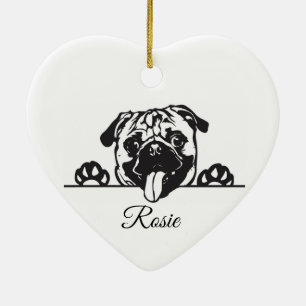 Personalised Pug Ceramic Tree Decoration