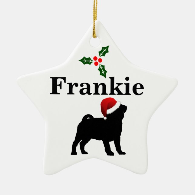 Personalised Pug Dog Christmas Ornament (Front)