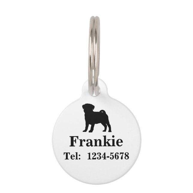 Personalised Pug Dog Pet Tag (Front)