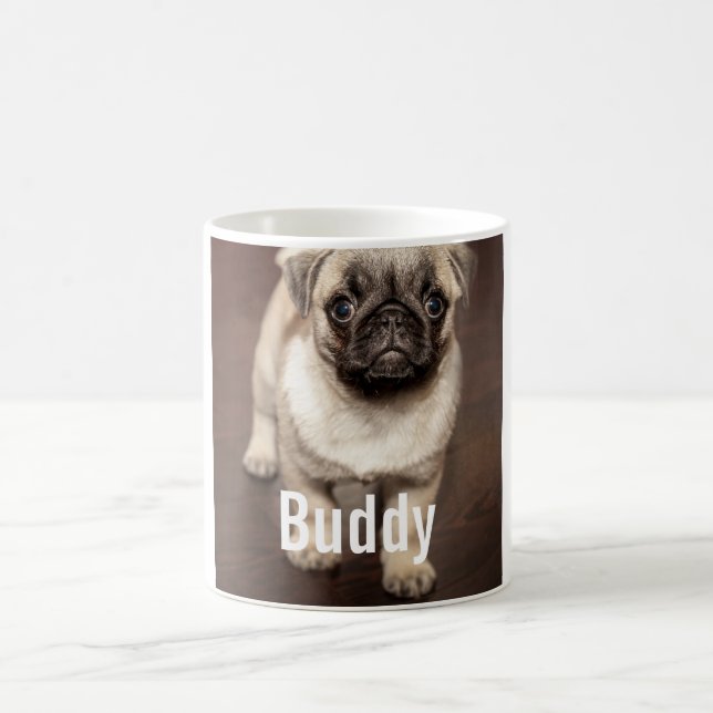Personalised Pug Dog Photo and Your Pug Dog Name Coffee Mug (Center)