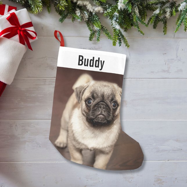 Personalised Pug Dog Photo and Your Pug Dog Name Small Christmas Stocking (Creator Uploaded)