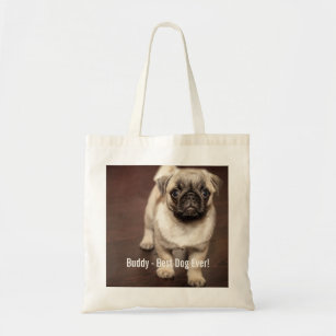 Personalised Pug Dog Photo and Your Pug Dog Name Tote Bag
