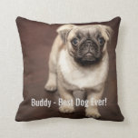 Personalised Pug Dog Photo Your Pug Dog Name Cushion<br><div class="desc">Personalised Pug Dog Photo and your pug Dog Name design - this design features an uploaded photo of your Pug, your dog's name or add your own text - We love "dog's name", dog's birthday or day of passing. Just click on "customise" to add your personalised text, change the font...</div>