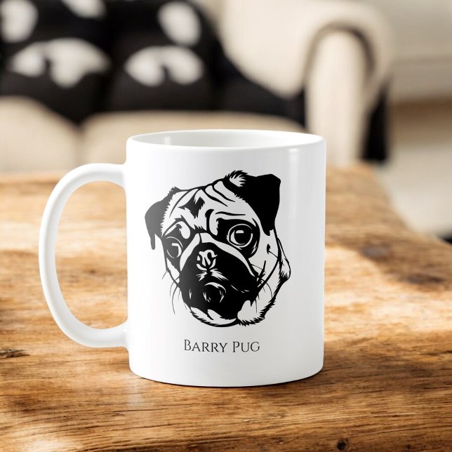 personalised pug dog trendy stylish custom  coffee mug (customizable pug coffee mug , trendy and stylish , add your own text to create a unique gift)
